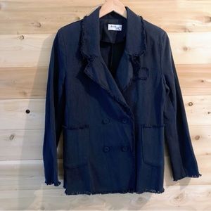 Black Line Korean fashion navy blue lightweight tweed style blazer